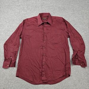 Zanzara Dress Shirt Mens 15.5 32/33 Red Solid Regular Fit Cotton Long Sleeve